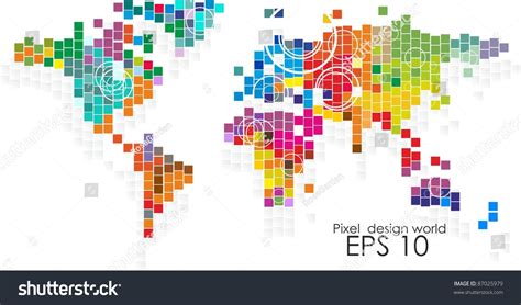 Pixel Design World Map Stock Vector Illustration Shutterstock