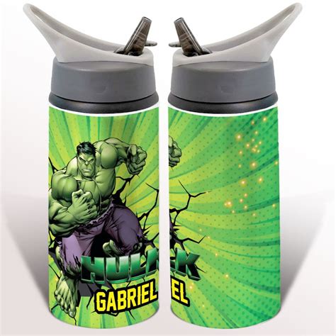 Garrafa Squeeze O Incriv L Hulk Vingadores Infantil Nome