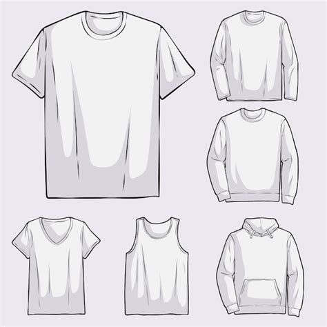 Premium Vector Hand Drawn Blank White Clothes Template Set Blank