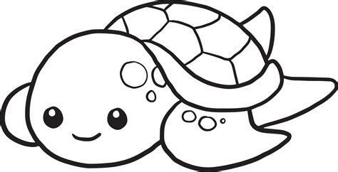 Turtle Doodle Cartoon Kawaii Anime Cute Coloring Page 10504540 Vector