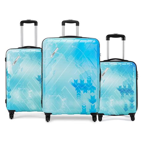 Buy Safari Ray Voyage Trolley Bag Set 53 67 77 Cms Blue Cyan Printed