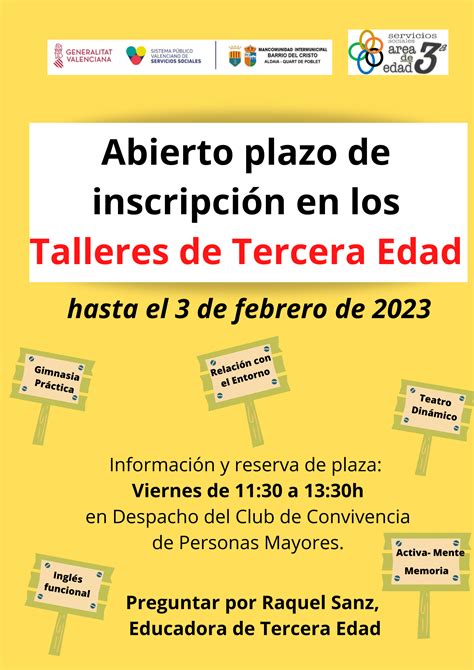 Inscripcion Talleres Tercera Edad Mancomunidad Intermunicipal Barrio