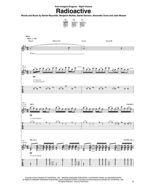 Radioactive Guitar Tab By Imagine Dragons Guitar Tab 99442