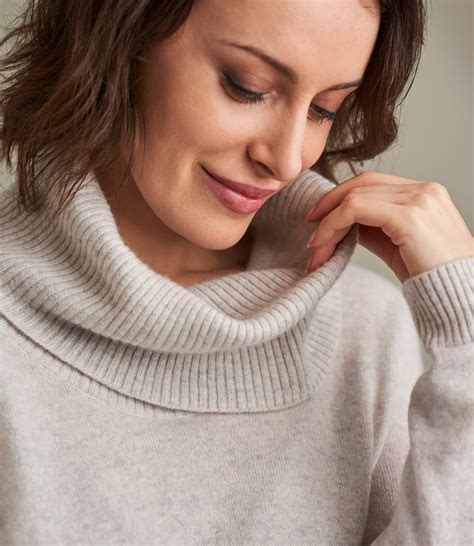 Dove Grey Womens Pure Cashmere Cowl Neck Jumper Woolovers Au