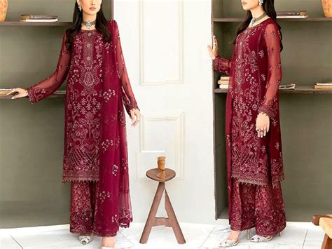 Heavy Embroidered Fancy Chiffon Party Wear Dress 2024 Dz16711