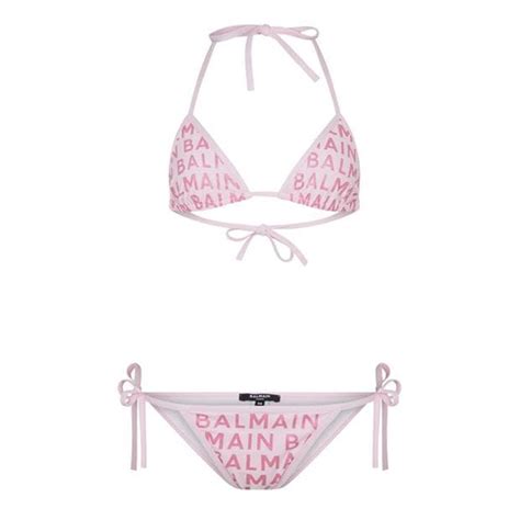 Balmain All Over Print Bikini Women Triangle Bikinis Flannels