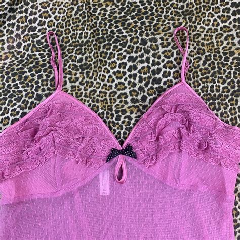 Y2k Goth Bimbo Hot Pink Mesh Sheer Babydoll Lingerie Depop