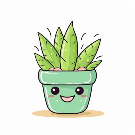 Cactus De Dessin Anim En Pot Vecteur Premium