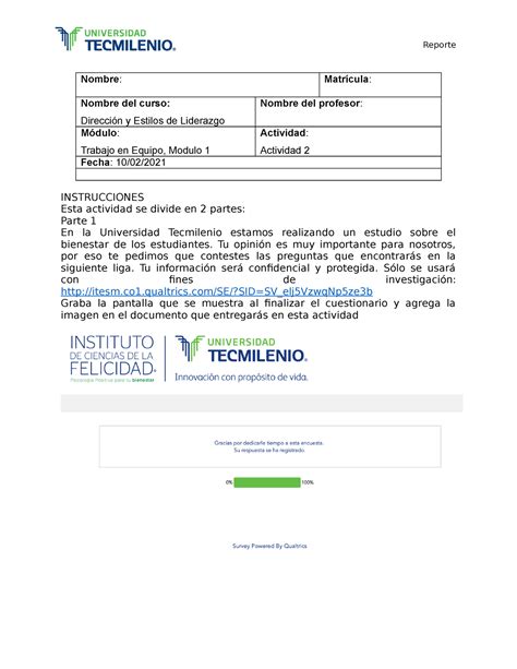 Direccion Y Estilos De Liderazgo Actividad 2 Reporte Nombre