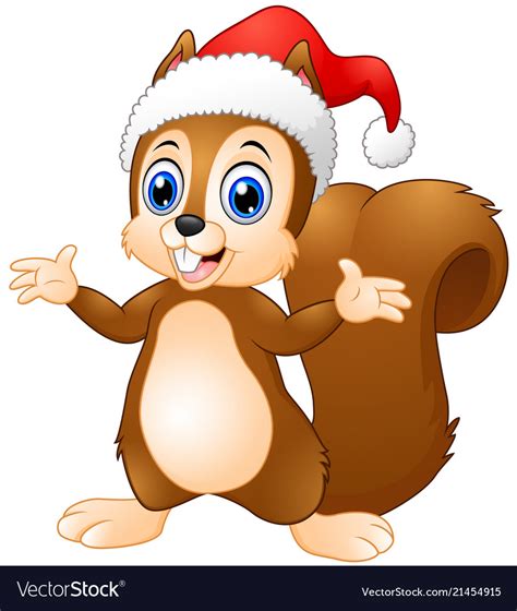 Cute Christmas Squirrel Cartoon Royalty Free Vector Image