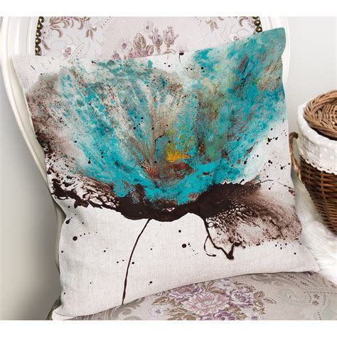 Turquoise Floral Pillow Cover Turquoise Flower Pillow Case Decorative Cushion Case Turquoise