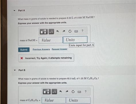 Solved What Mass In Grams Of Solute Is Needed To Prepare Chegg