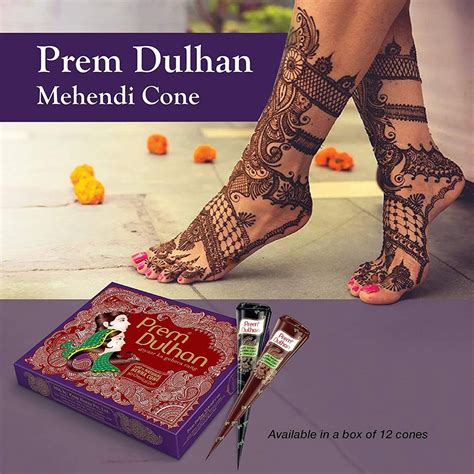 Prem Dulhan 100 Natural Henna Cones Pack Of 12 Packaging Type Box