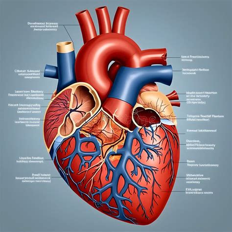 Human Heart Labeled Red And Blue