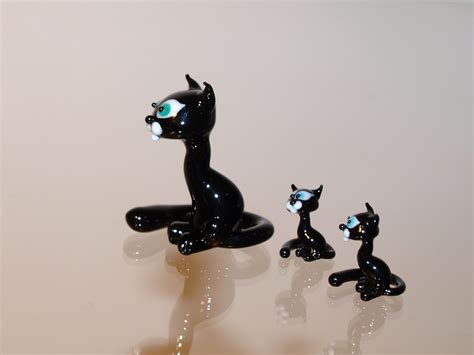 Glass Cats Glass Cat Blown Glass Cats Glass Figurine Glass Etsy