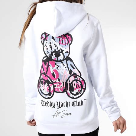 Teddy Yacht Club Sweat Capuche Femme Art Series Pink Blanc