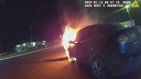 Texas Police Officer Rescues Woman Trapped In Burning Car Bodycam