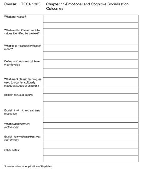 Cornell Notes Handouts For Chapters 11 And 12 Doc