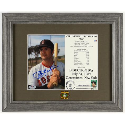 Carl Yastrzemski Signed Red Sox Custom Framed Hall Of Fame Induction