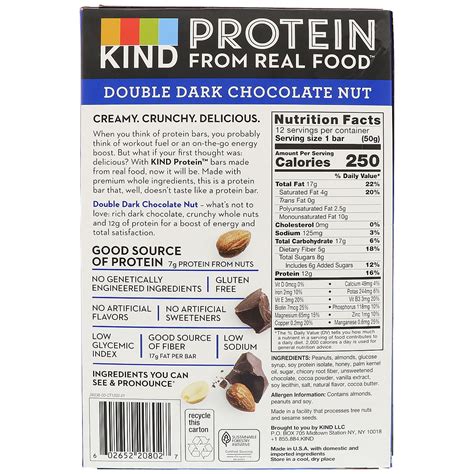 Kind Bars Protein Bars Double Dark Chocolate Nut 12 Bars 1 76 Oz 50 G Each Iherb