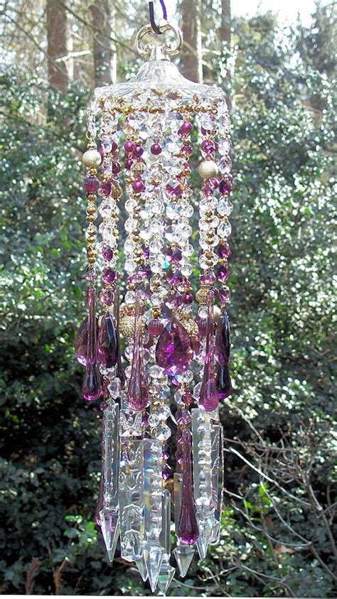 Elegant Golden Plum Antique Crystal Wind Chime Etsy Crystal Wind