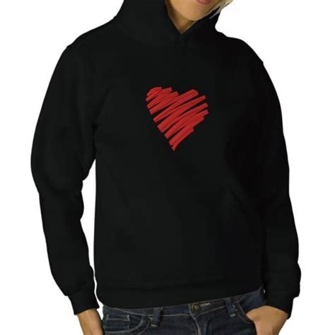 Scribbled Embroidered Heart Embroidered Hoodie Zazzle Embroidered