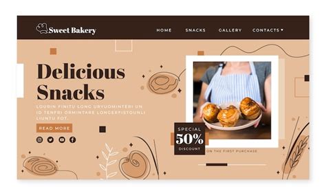 Free Vector Hand Drawn Bakery Landing Page Template