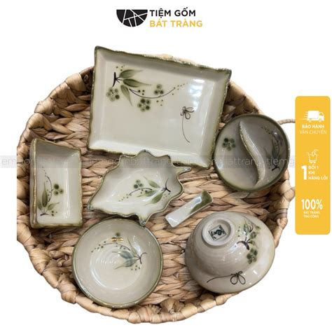 Đĩa Gia Vị Sứ Hoạ Tiết Đào Chuồn Bát Mắm Đĩa Chấm Chữ nhật Đĩa Lá Gốm