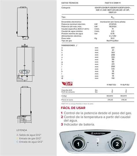 CALENTADOR DE GAS ARISTON FAST RX 11 NAT Soloelectro