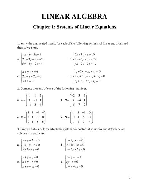 Algebra Chap 1 Yuhv 13 Linear Algebra Chapter 1 Systems Of