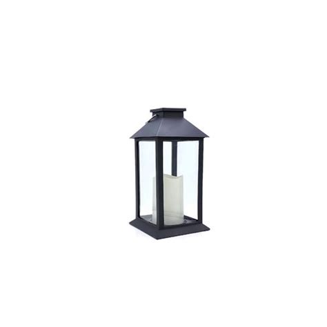 LumaBase Traditional Black Solar Powered Lantern With LED Candle