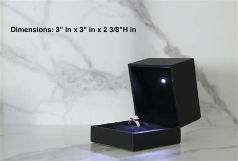 Large Black Leather Engagement Ring Box With LED Light Great - Etsy