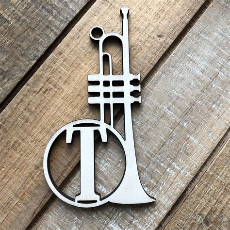 Amazon Trumpet Initial Wood Christmas Ornament Personalized