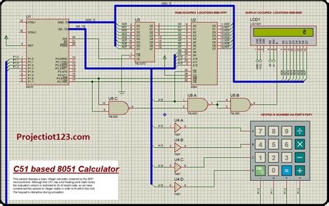 8051 Interfacing With Calculator With External Ram In Proteus