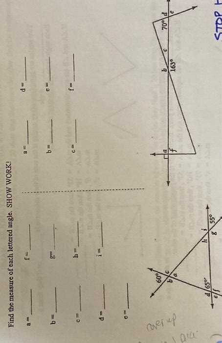 Solved Find The Measure Of Each Lettered Angle Show Work Chegg