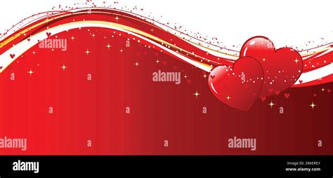 Decorative Valentines Background With Two Hearts Stock Vector Image