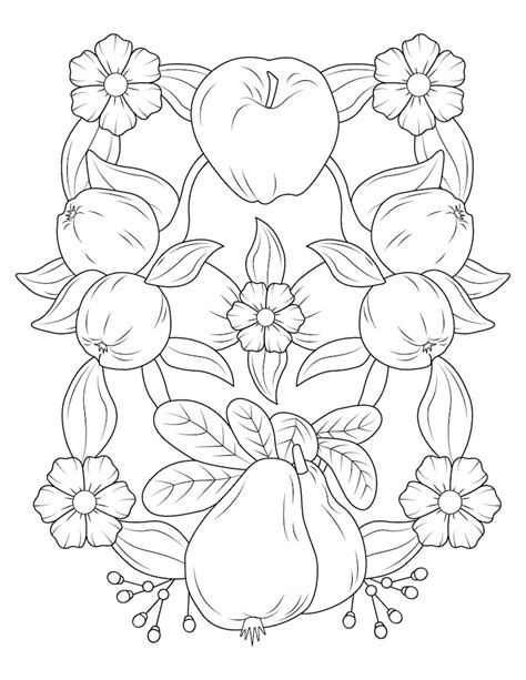 Premium Vector | Fruit mandala coloring page