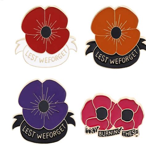 Red Poppy Pin Remembrance Sunday Brooch Veterans Day Lapel Pins ...