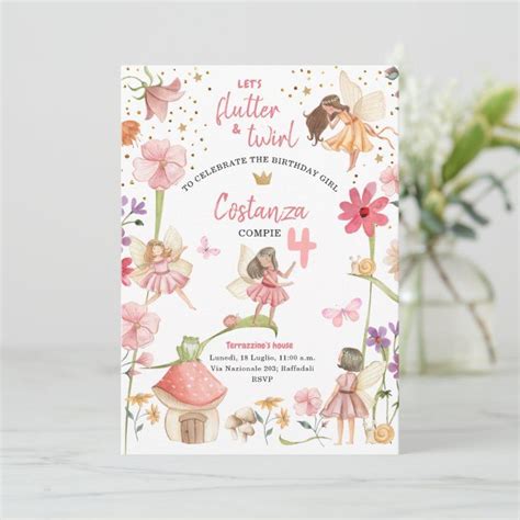 Fairy Magical Forest Garden Girl First Birthday In Invitation Zazzle