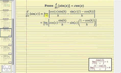 Proof The Derivative Of Sine Ddx Sinx Youtube