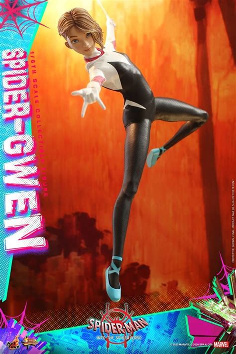 Hot Toys Spider Verse Spider Gwen Figure Includes Peter Porker Spider Gwen Hot Toys Spider Verse