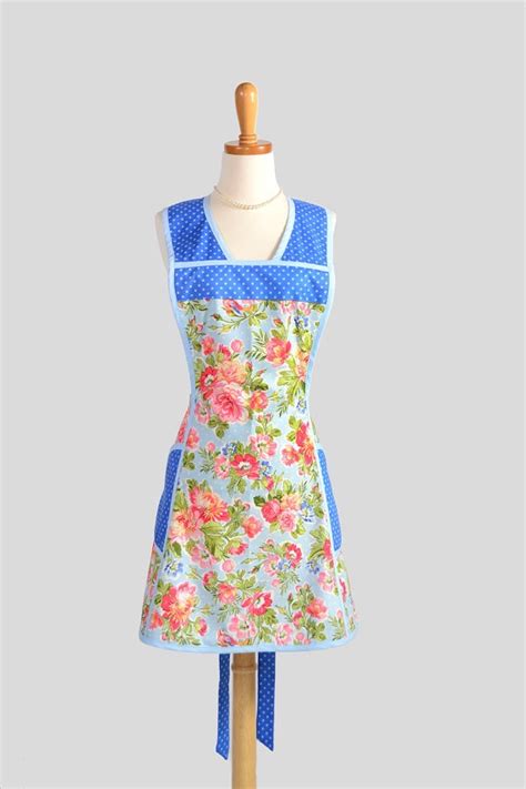 Retro Full Kitchen Apron Vintage Inspired Womens Apron In Etsy