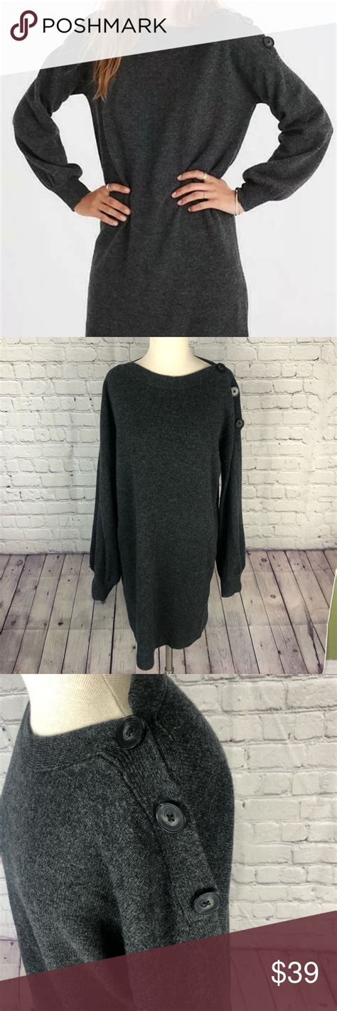 Madewell Boatneck Button Wool Sweater Dress Wool Sweater Dress