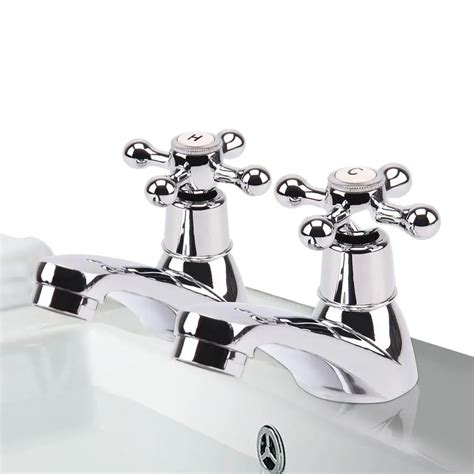 One Pair Of Hot And Cold Double Basin Taps Twin Hot Cold Pair Faucet Traditional Bath Bathroom