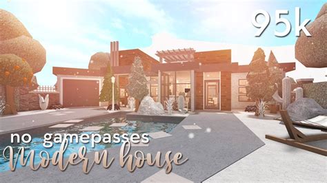 No Gamepasses Modern House 95k Roblox Bloxburg Speedbuild Youtube