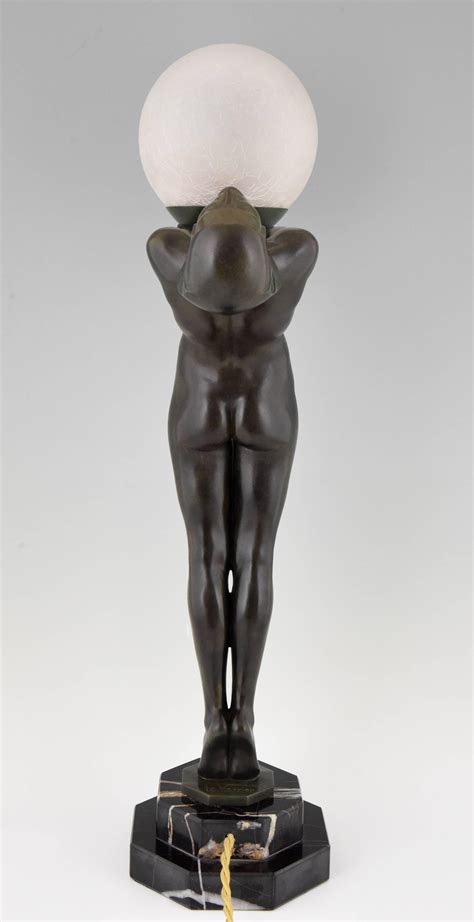 French Art Deco Lamp Nude With Ball By Max Le Verrier 1930 At 1stDibs