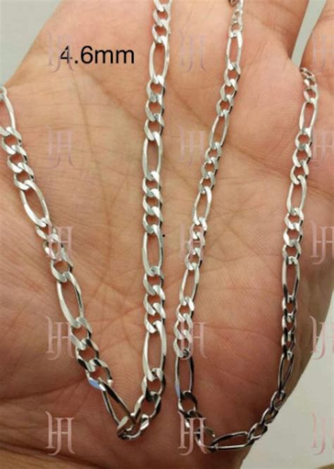 14k Solid White Gold Figaro Link Necklace Figaro Bracelet Etsy