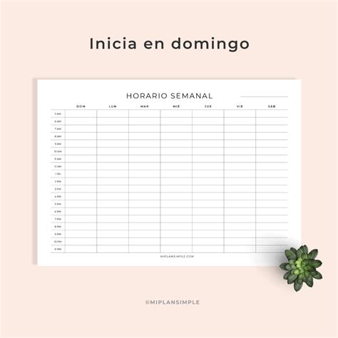 Horario Semanal Pdf A4 Y Carta Horario Semanal Por Horas Clases