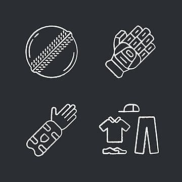 Linear Icons For Cricket Championship Equipment Uniforms And