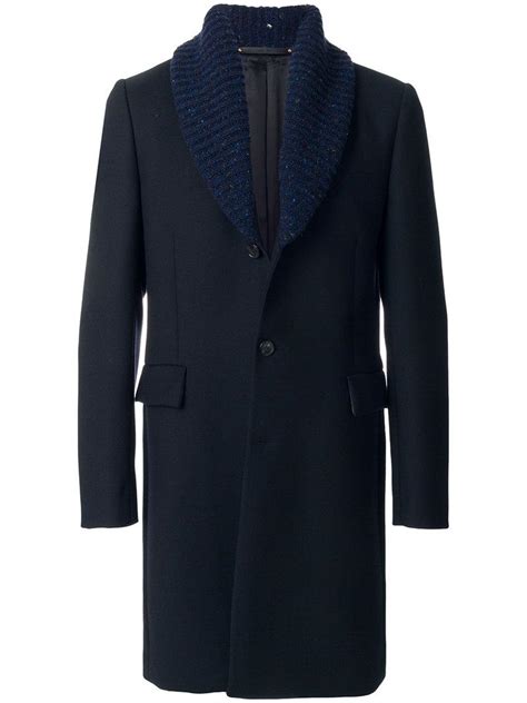 Paul Smith Wool Gents Shawl Collar Coat In Blue For Men Lyst